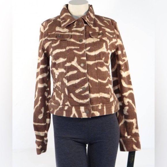 Lauren Ralph Lauren Vintage Denim Jacket Women’s Size Small P Brown Animal Print - Picture 9 of 11